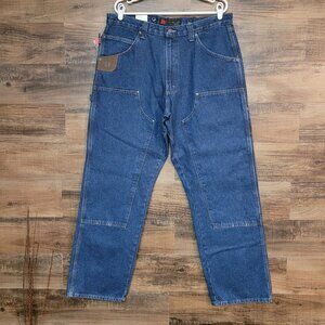 Riggs Wrangler Utility Jeans 36x32 Dura Shield Carpenter Medium Dark Wash NWT